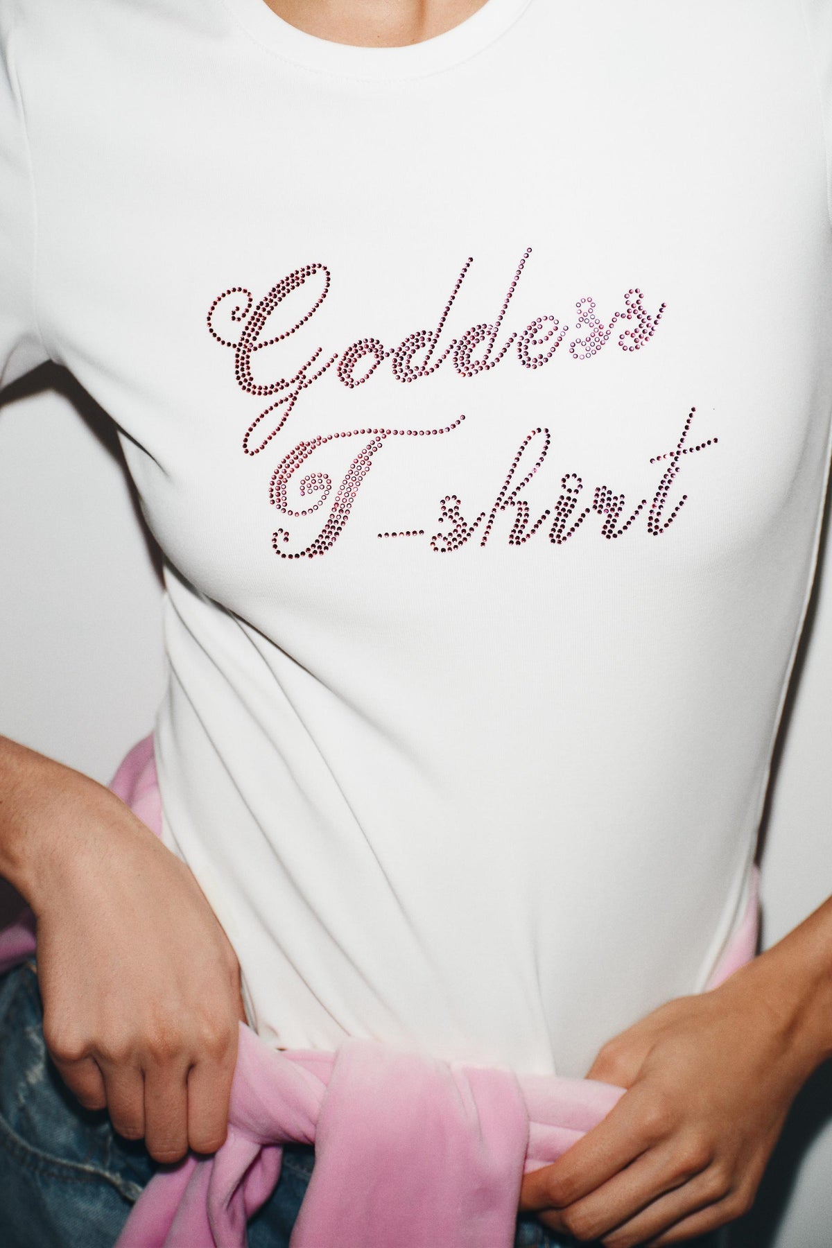 Strass-Slogan-T-Shirt