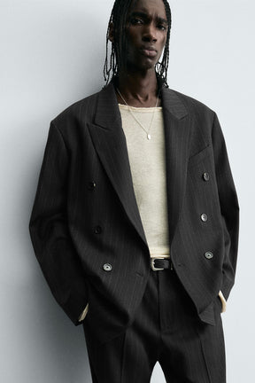 STRIPED SUIT DOUBLE-BREASTED BLAZER - Image 5