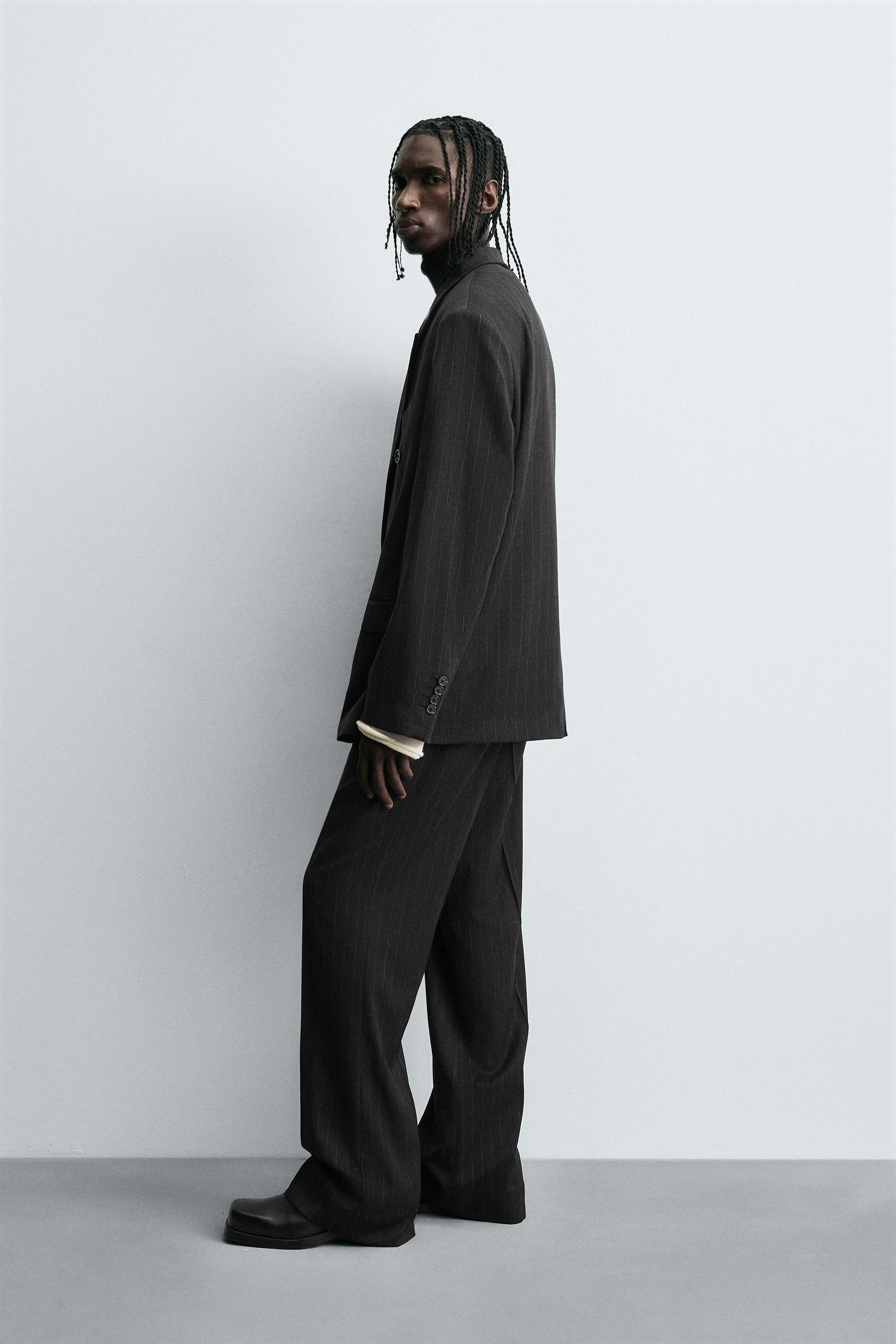 STRIPED SUIT DOUBLE-BREASTED BLAZER - Image 4