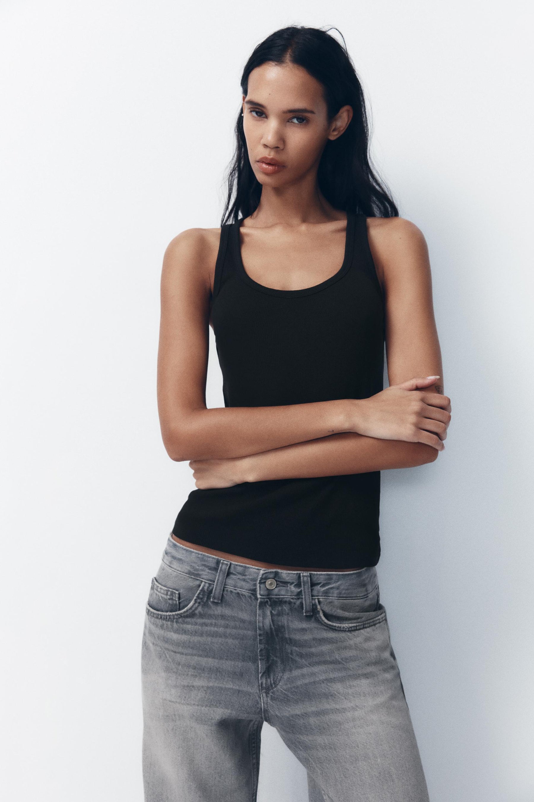 Weitbeinige Jeans mit mittelhohem Bund