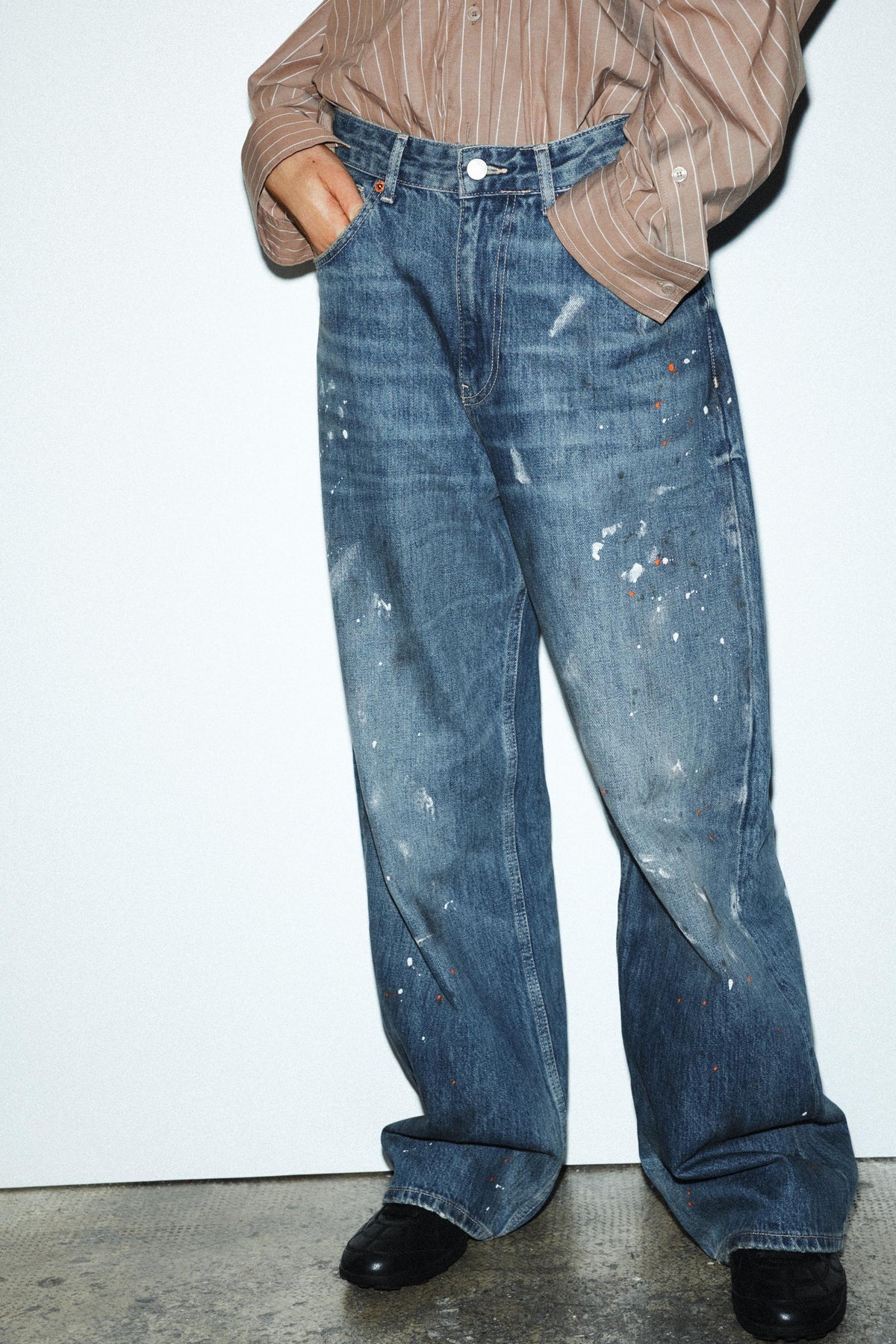 Locker geschnittene, übergroße High-Waist-Jeans