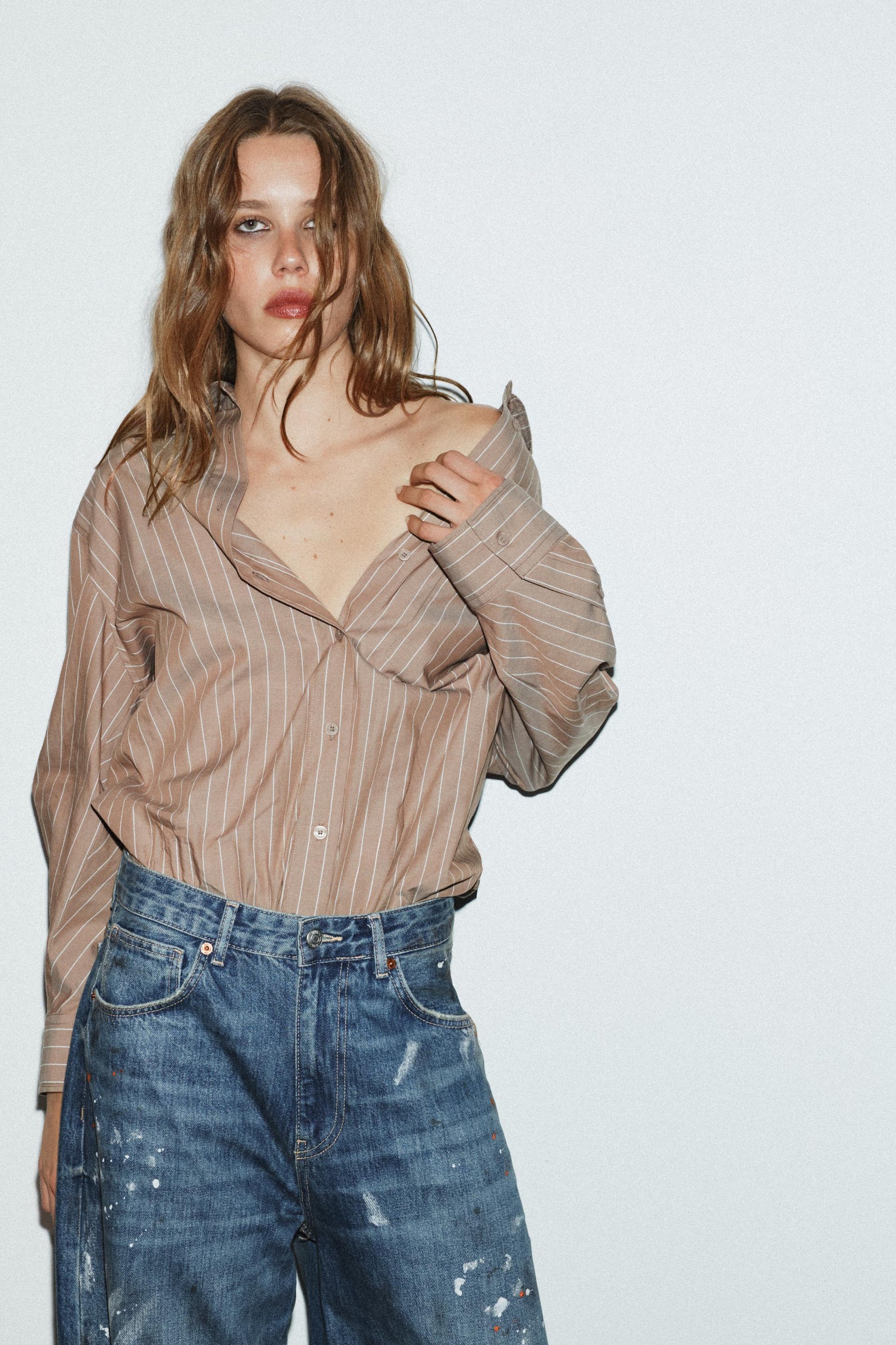 Locker geschnittene, übergroße High-Waist-Jeans