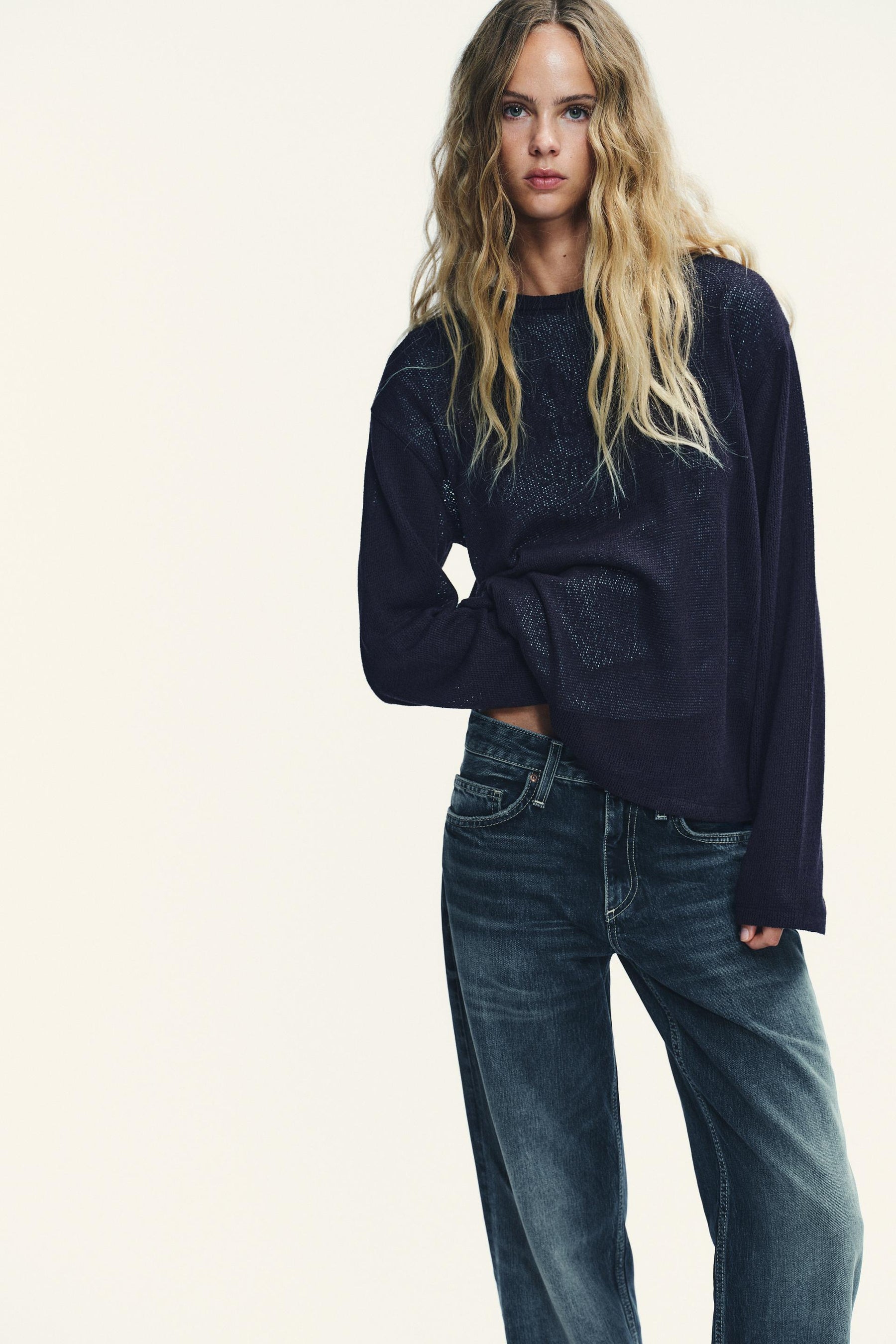 Weite Jeans mit niedrigem Bund