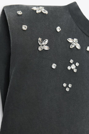 T-Shirt mit Schulterpolstern im Used-Look