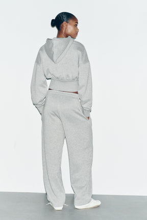 Crop-Hoodie mit Metallic-Fadenmuster