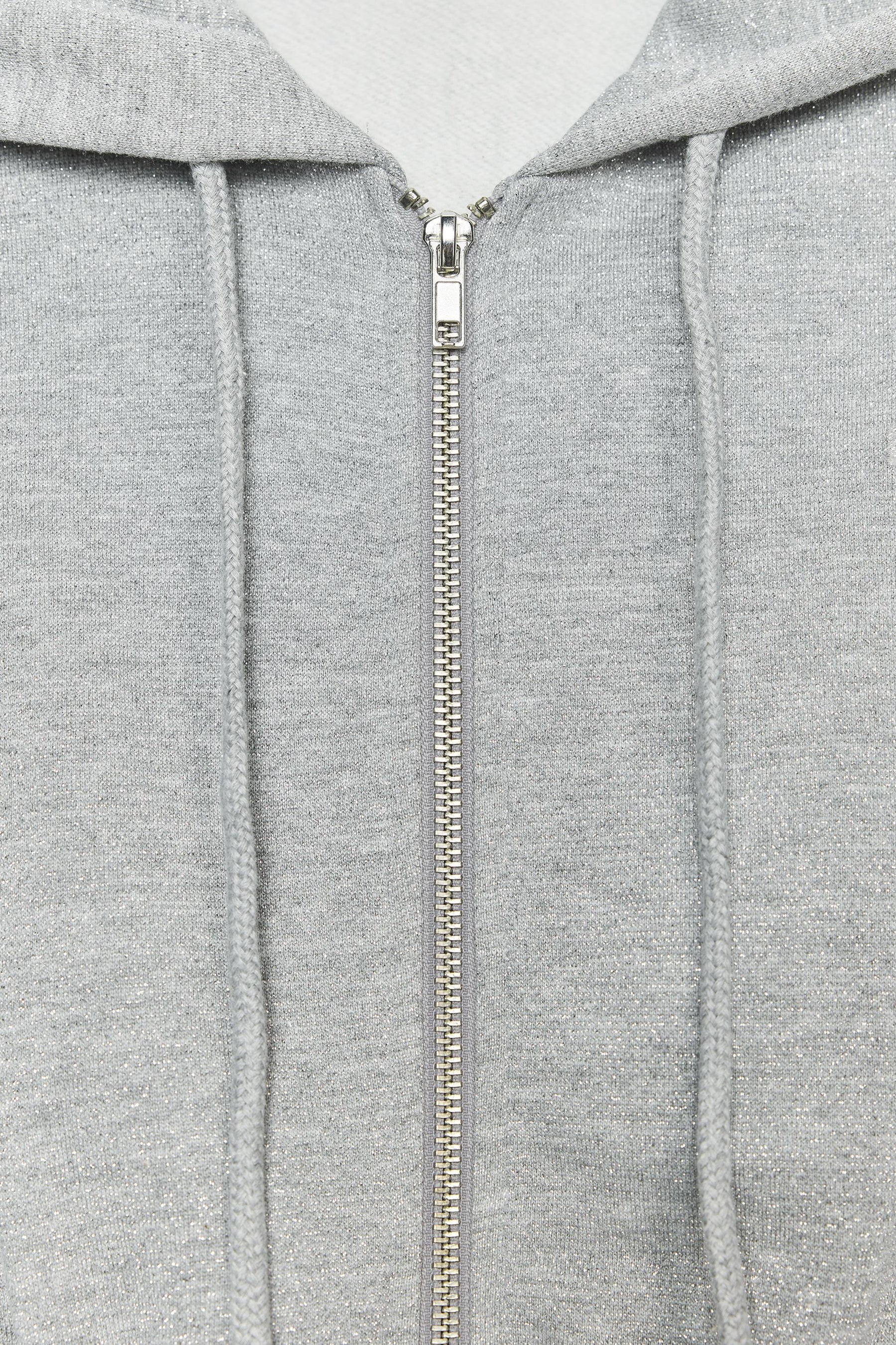 Crop-Hoodie mit Metallic-Fadenmuster
