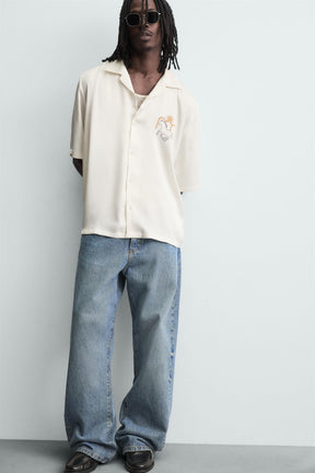 CONTRAST PRINT FLOWING SHIRT - Image 6