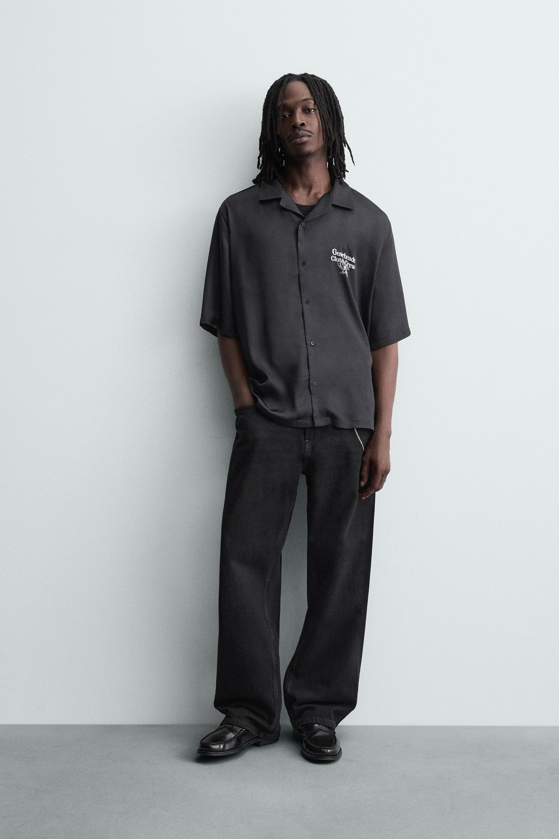 CONTRAST PRINT FLOWING SHIRT - Image 1