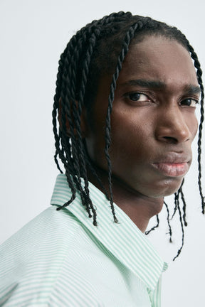 STRIPED SHIRT WITH CONTRAST SLOGAN - Image 7