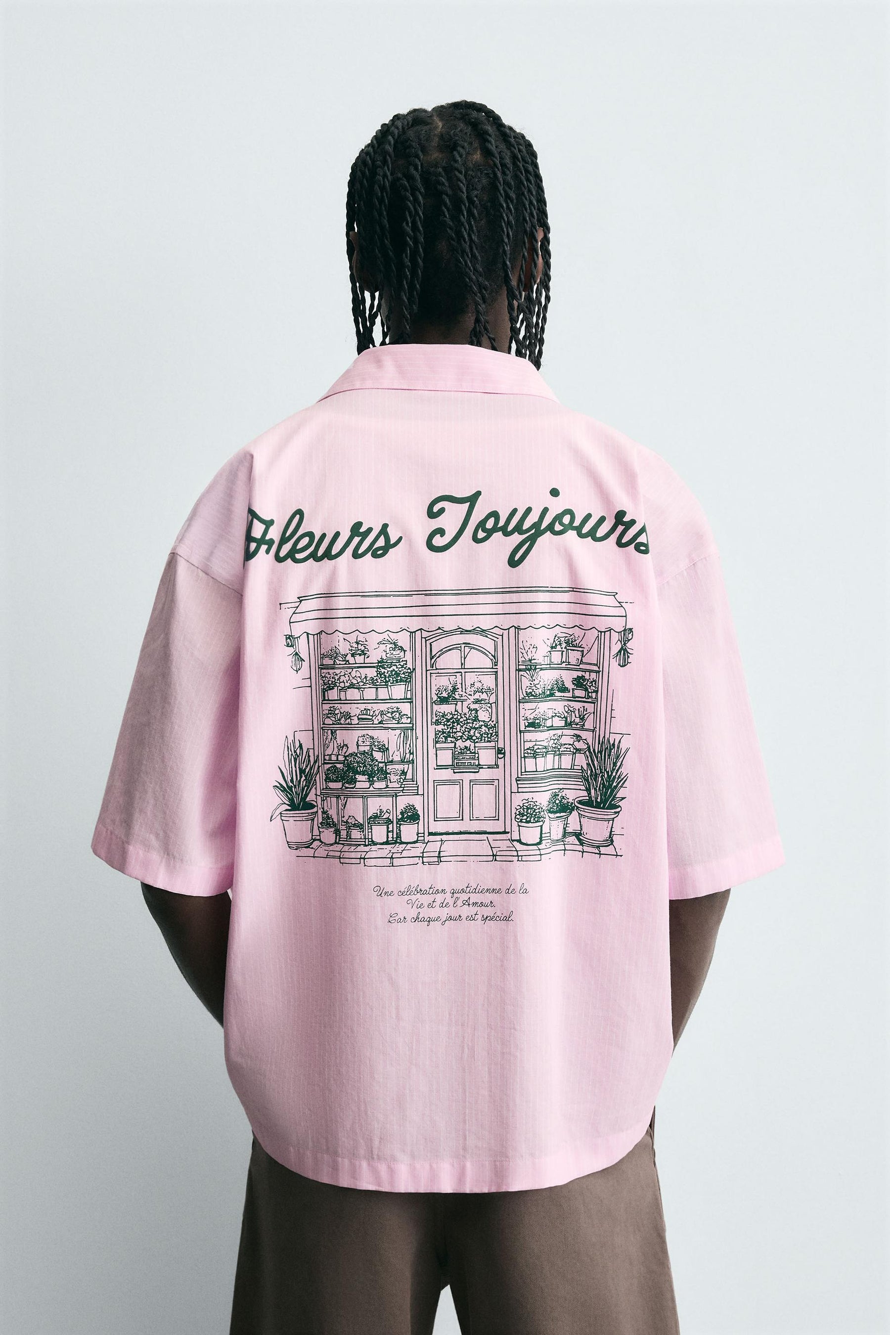 STRIPED SHIRT WITH CONTRAST SLOGAN - Image 3