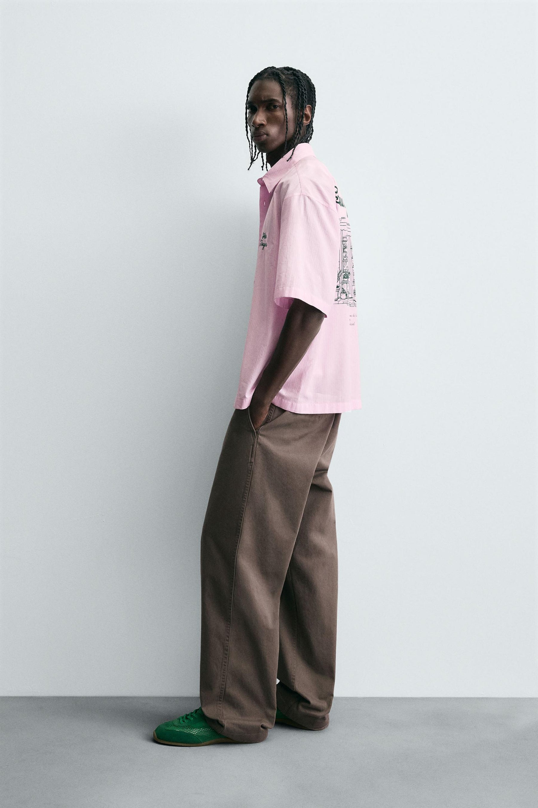 STRIPED SHIRT WITH CONTRAST SLOGAN - Image 4