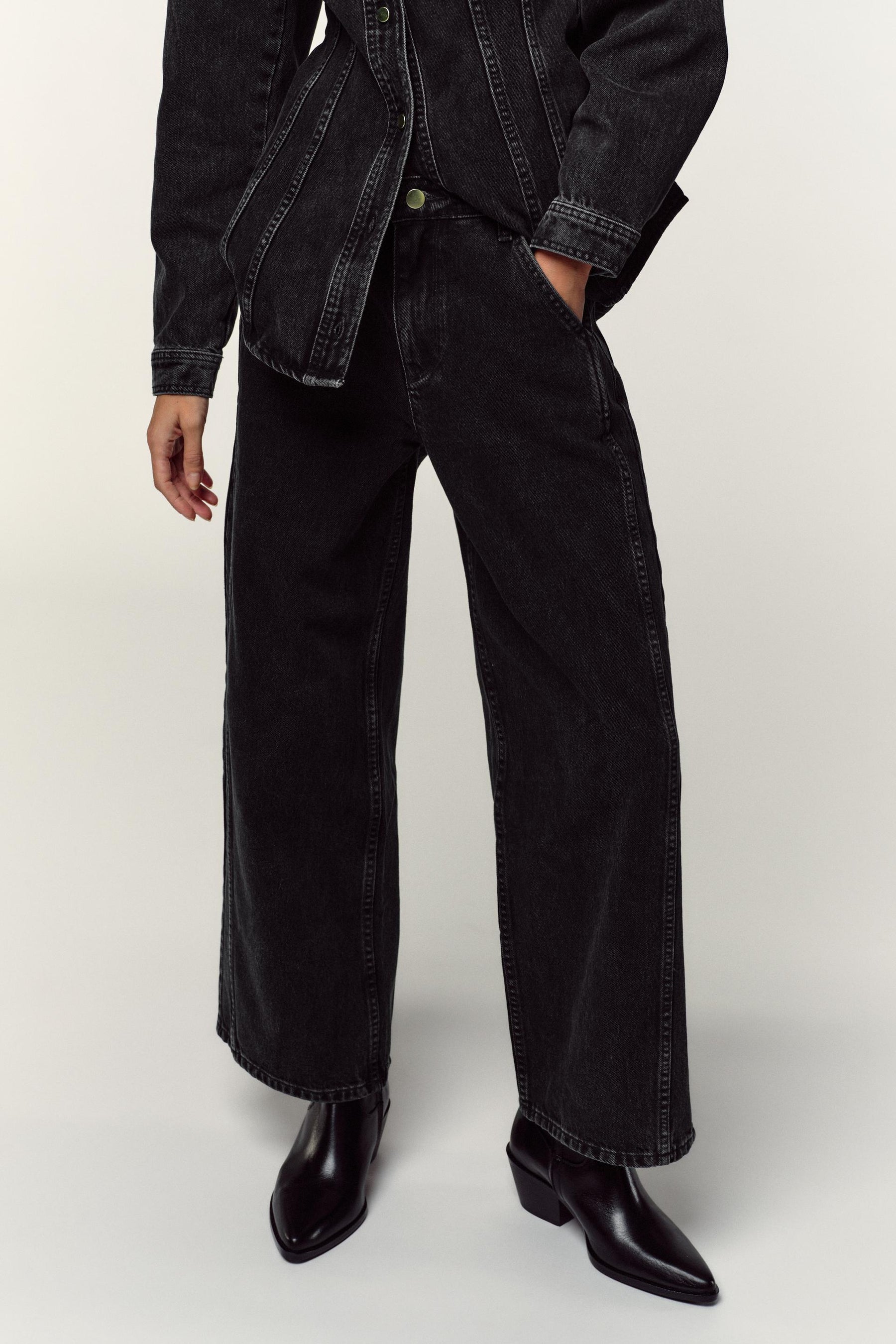 Hochtaillierte Culottes-Jeans