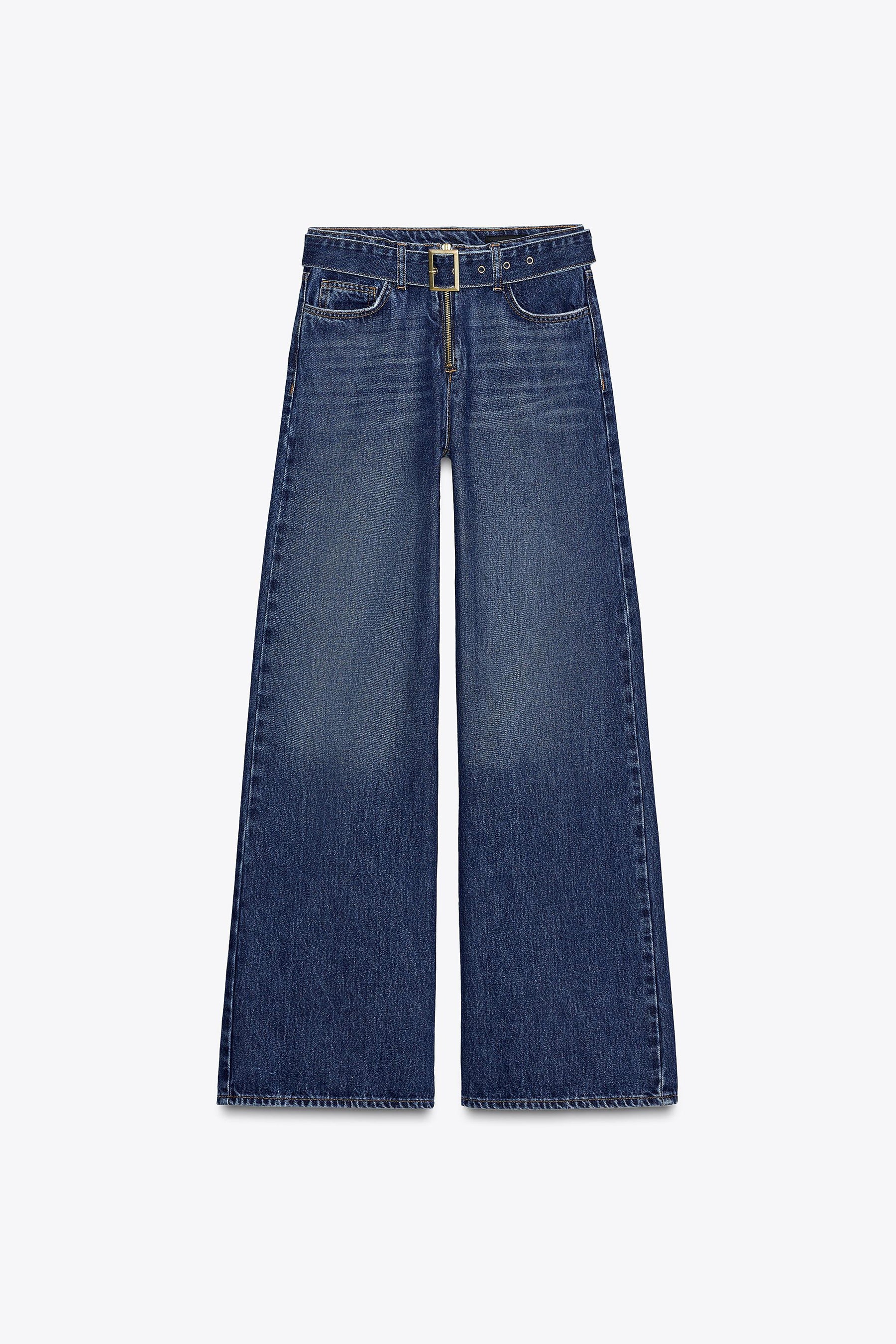 Weitbeinige Jeans mit Gürtel