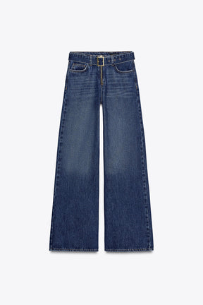Weitbeinige Jeans mit Gürtel