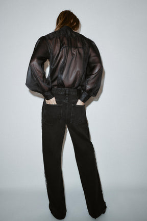 Jeans mit hohem Bund und normaler Passform