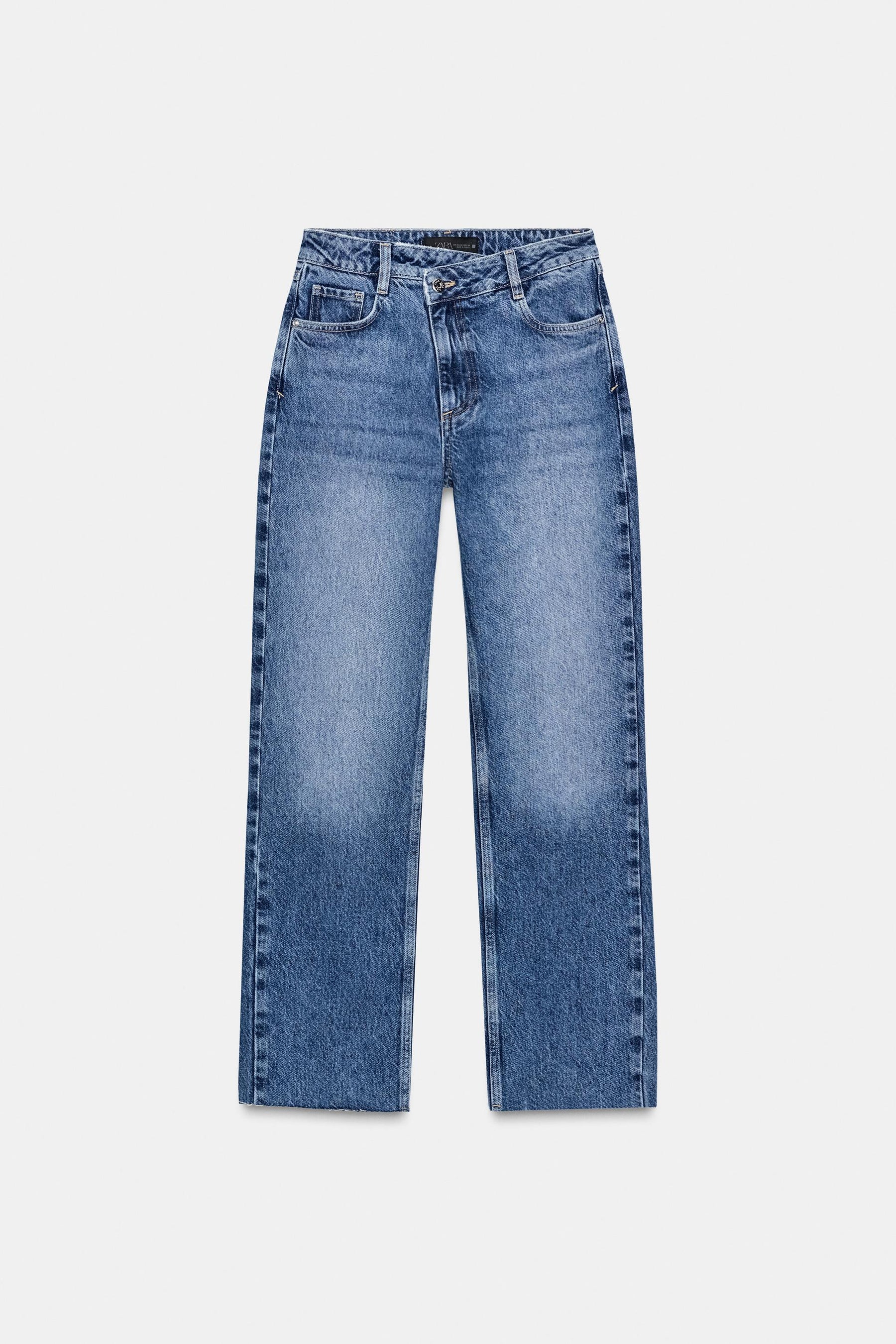 Gerade geschnittene High-Waist-Crossover-Jeans