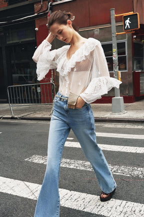 Bootcut-Jeans mit hohem Bund