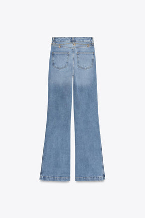 Bootcut-Jeans mit hohem Bund