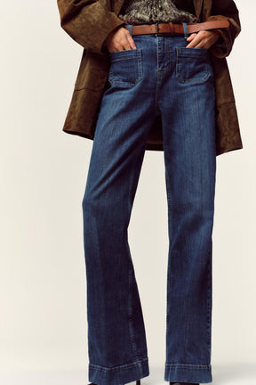 Schlagjeans mit hohem Bund