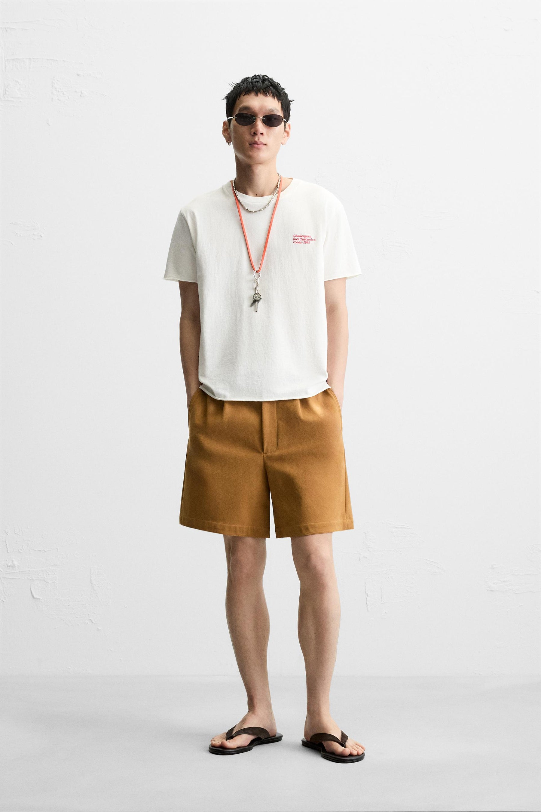 WASHED SLOGAN PRINT T-SHIRT - Image 1