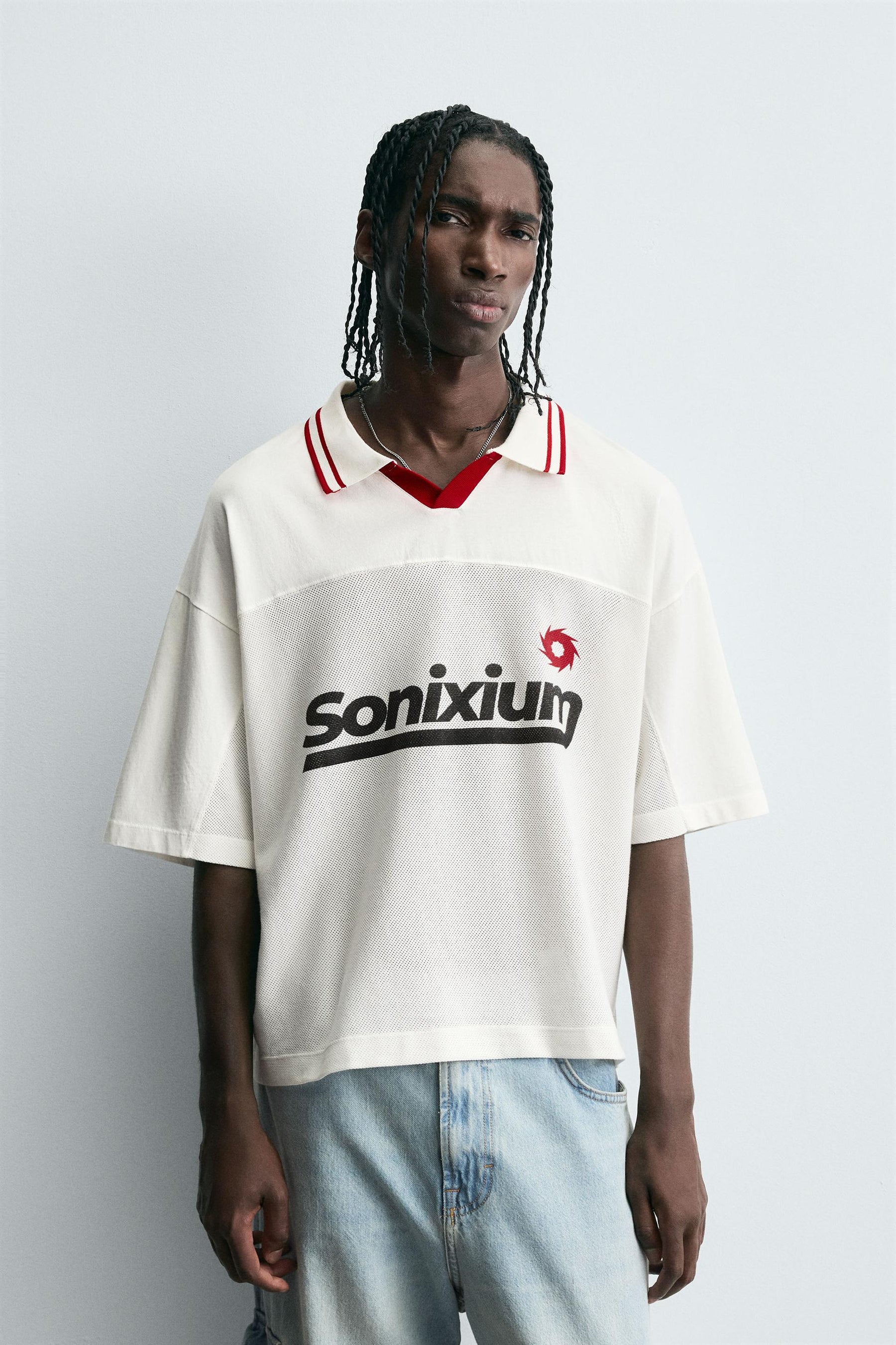 RETRO FOOTBALL PRINT POLO SHIRT - Image 2