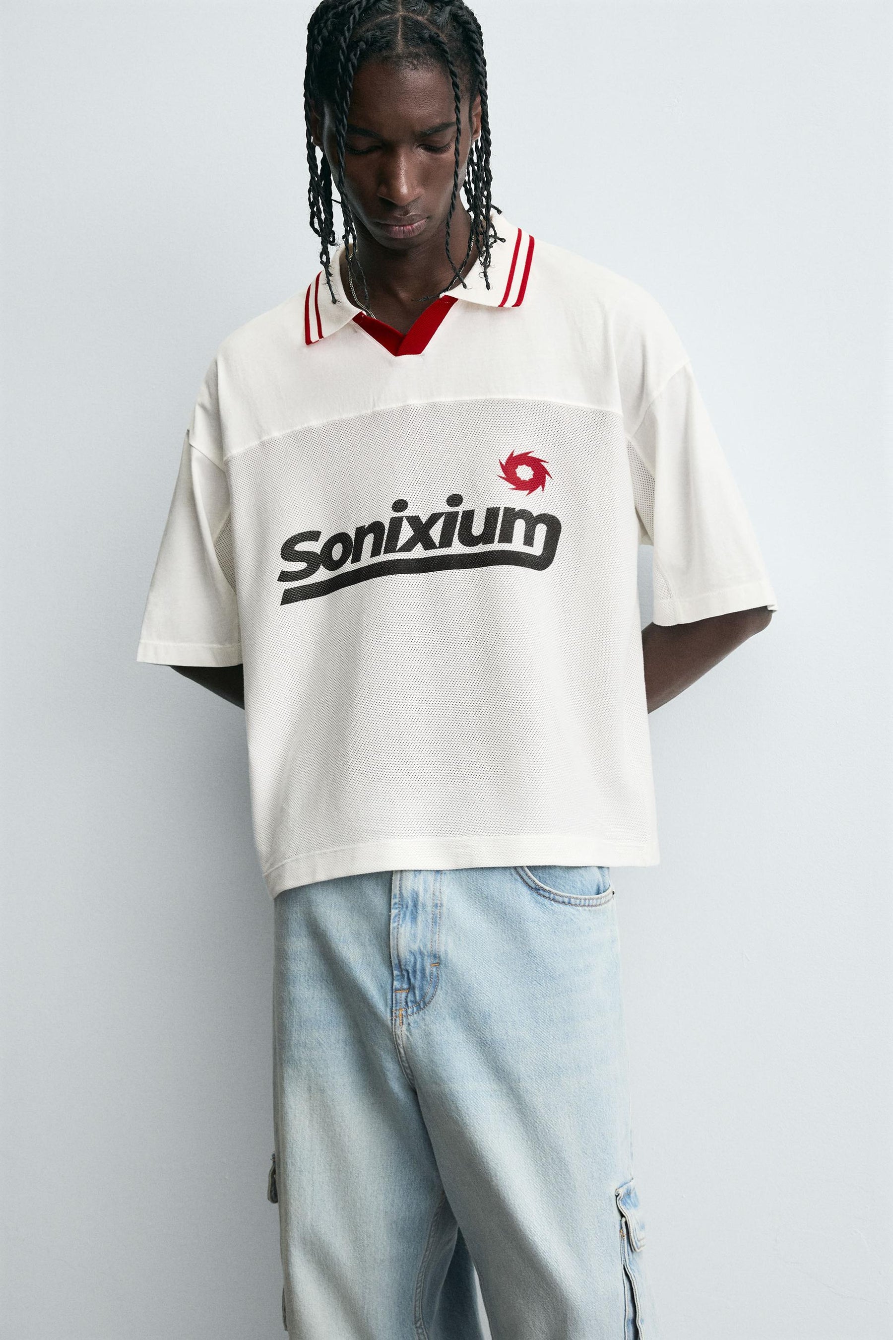 RETRO FOOTBALL PRINT POLO SHIRT - Image 5