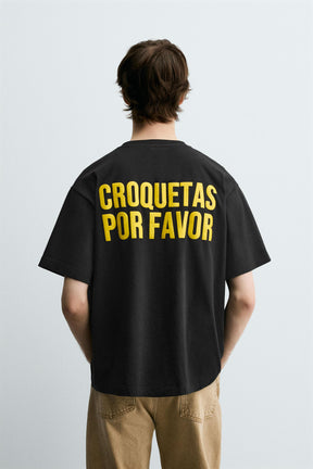 SLOGAN T-SHIRT WITH CROQUETTES PRINT - Image 3