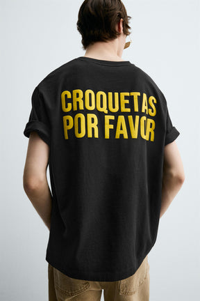 SLOGAN T-SHIRT WITH CROQUETTES PRINT - Image 6