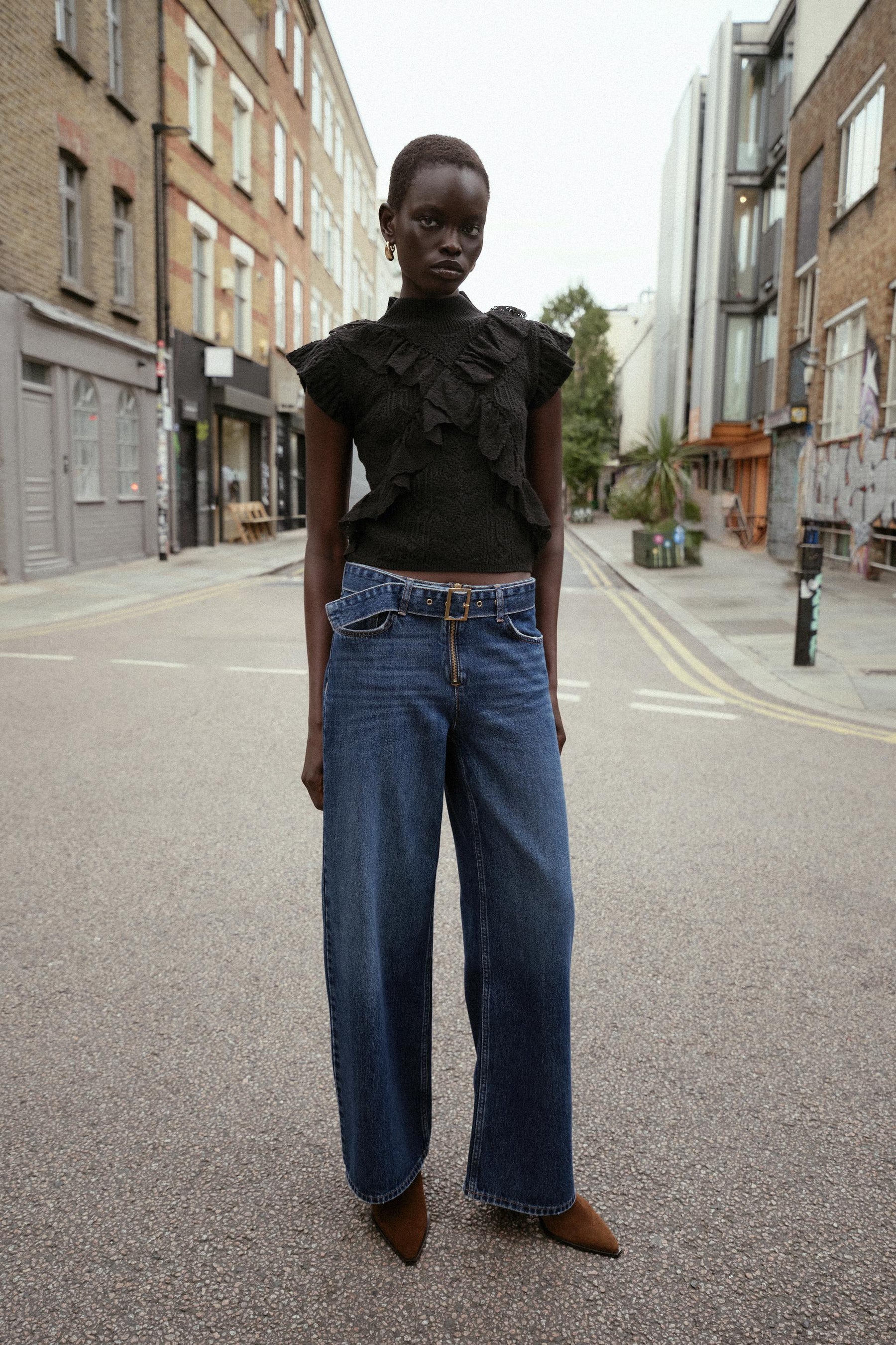 POINTELLE KNIT TOP WITH RUFFLES - Image 3