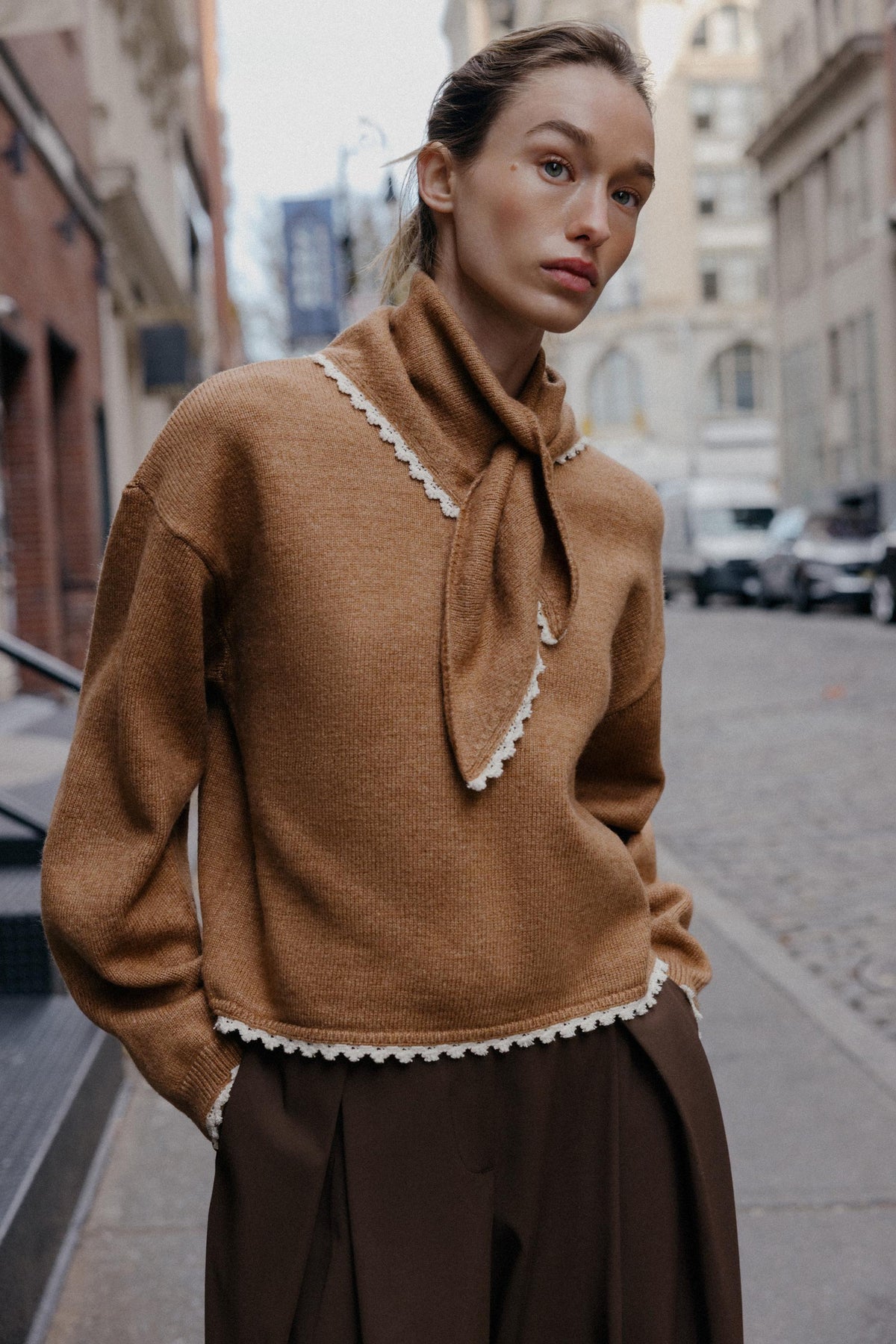 Strickpullover mit Spitze