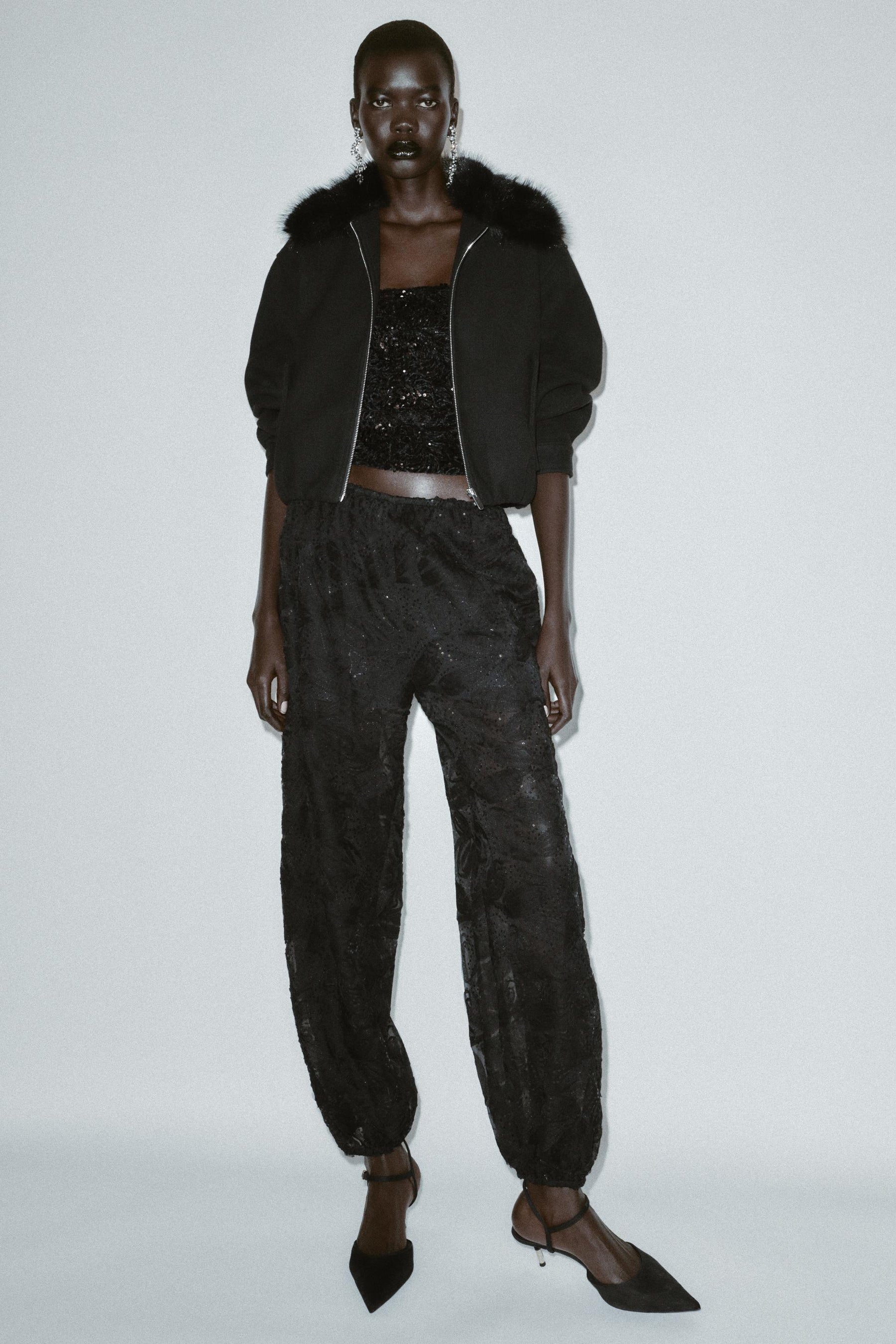 BOMBER JACKET WITH FAUX FUR COLLAR - Image 1