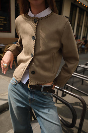 GEFLOCHTENE JACKE IN WILDLEDER-OPTIK