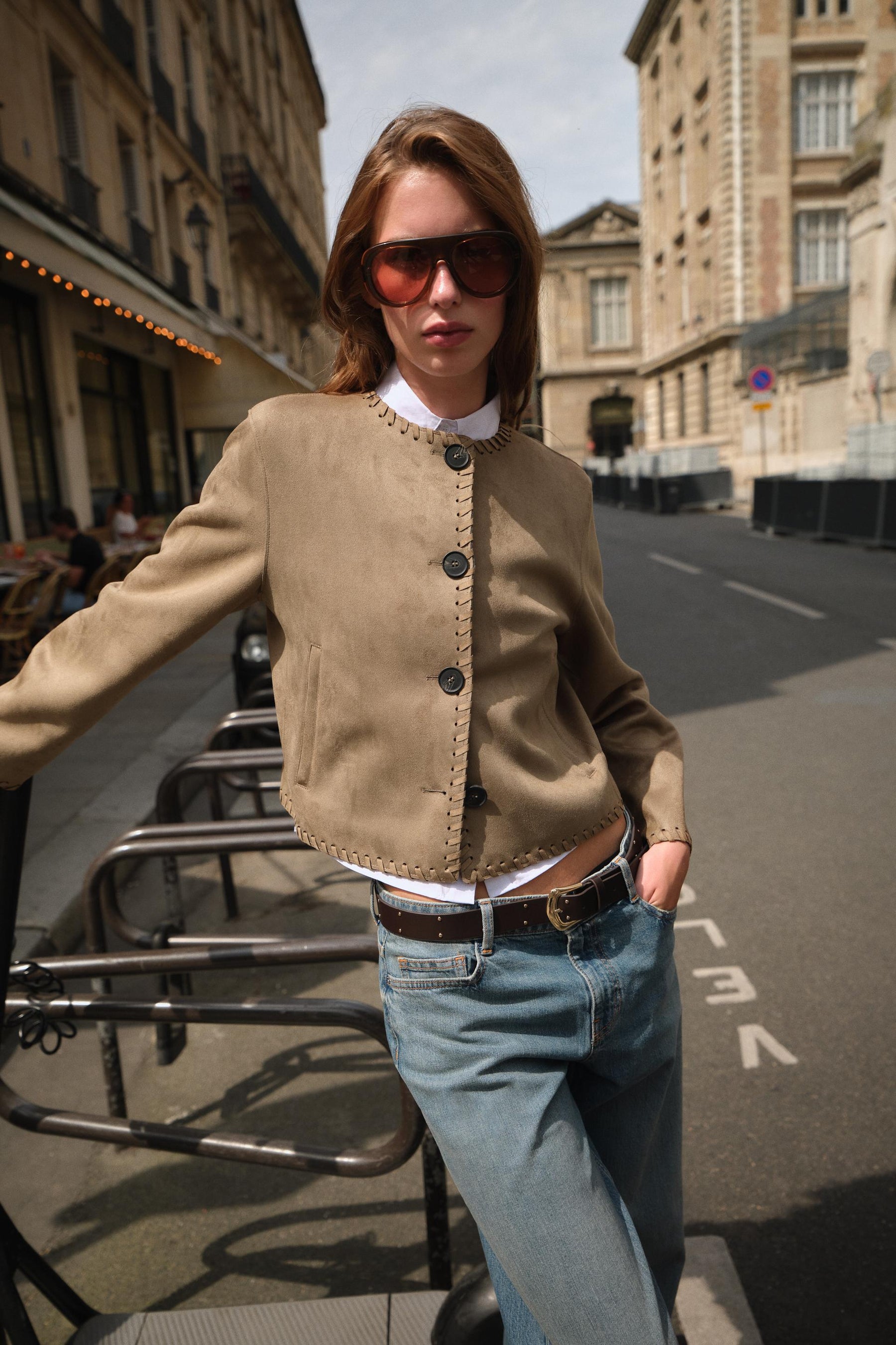 GEFLOCHTENE JACKE IN WILDLEDER-OPTIK