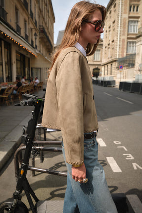 GEFLOCHTENE JACKE IN WILDLEDER-OPTIK