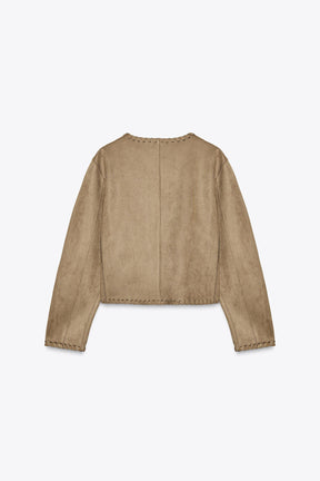 GEFLOCHTENE JACKE IN WILDLEDER-OPTIK