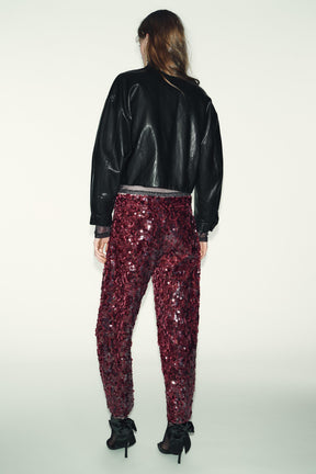 HIGH NECK FAUX LEATHER BOMBER JACKET - Image 6