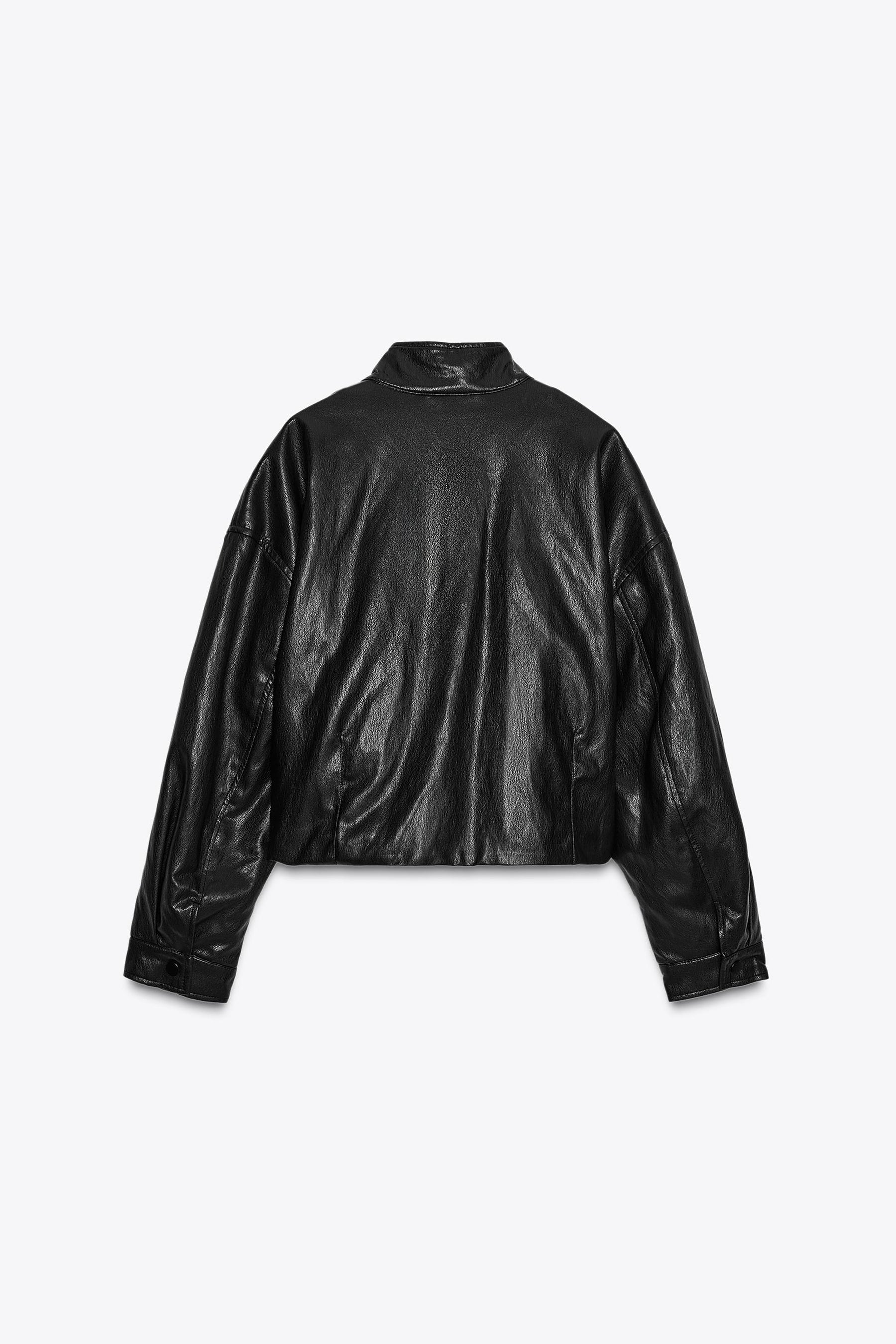 HIGH NECK FAUX LEATHER BOMBER JACKET - Image 8