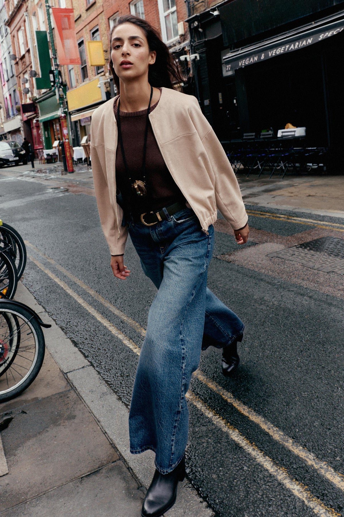 FAUX SUEDE BOMBER JACKET - Image 1