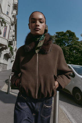 Bomberjacke mit Kunstpelzkragen