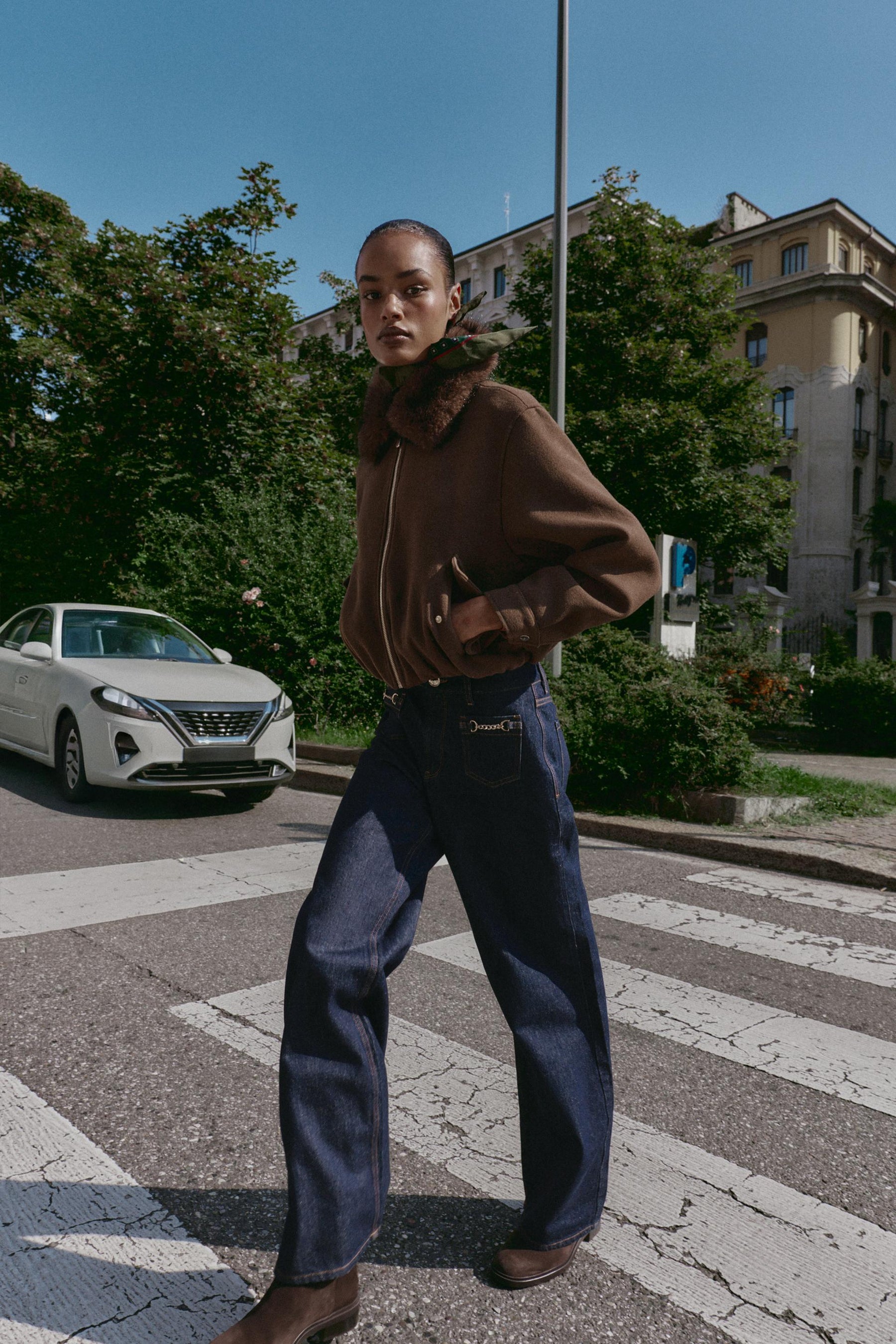 SOFT BOMBER JACKET WITH FAUX FUR COLLAR - Image 6