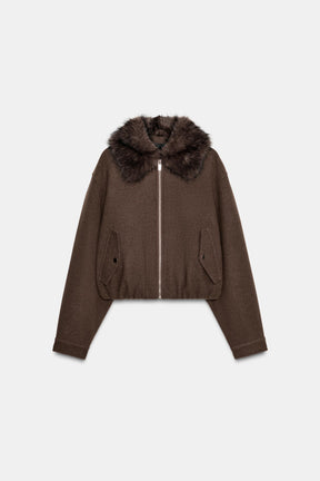 Bomberjacke mit Kunstpelzkragen