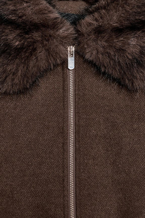 SOFT BOMBER JACKET WITH FAUX FUR COLLAR - Image 10