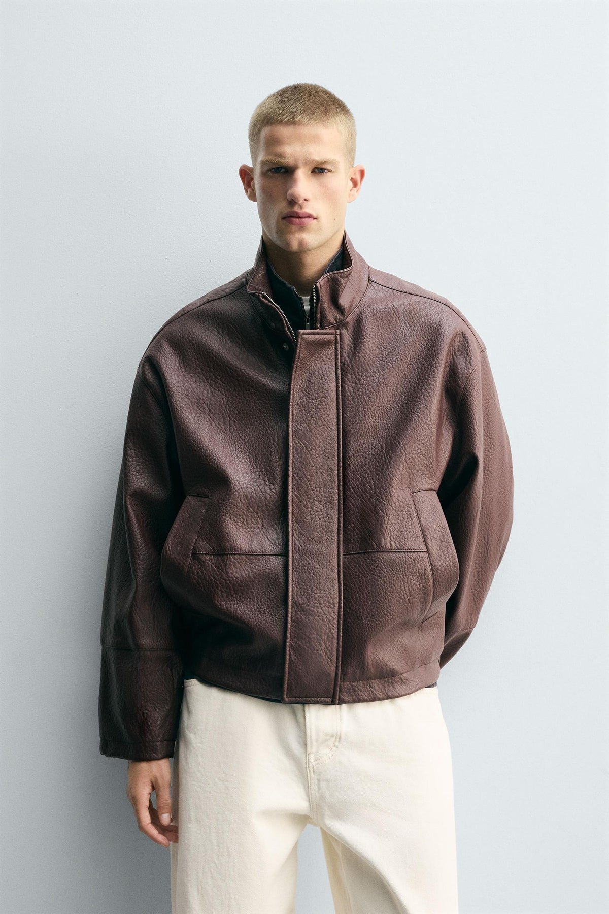 LEATHER EFFECT TEXTURED JACKET - Image 2