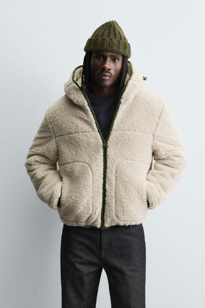 CONTRAST FAUX SHEARLING JACKET - Image 2