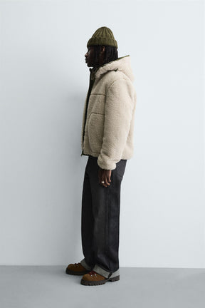CONTRAST FAUX SHEARLING JACKET - Image 4