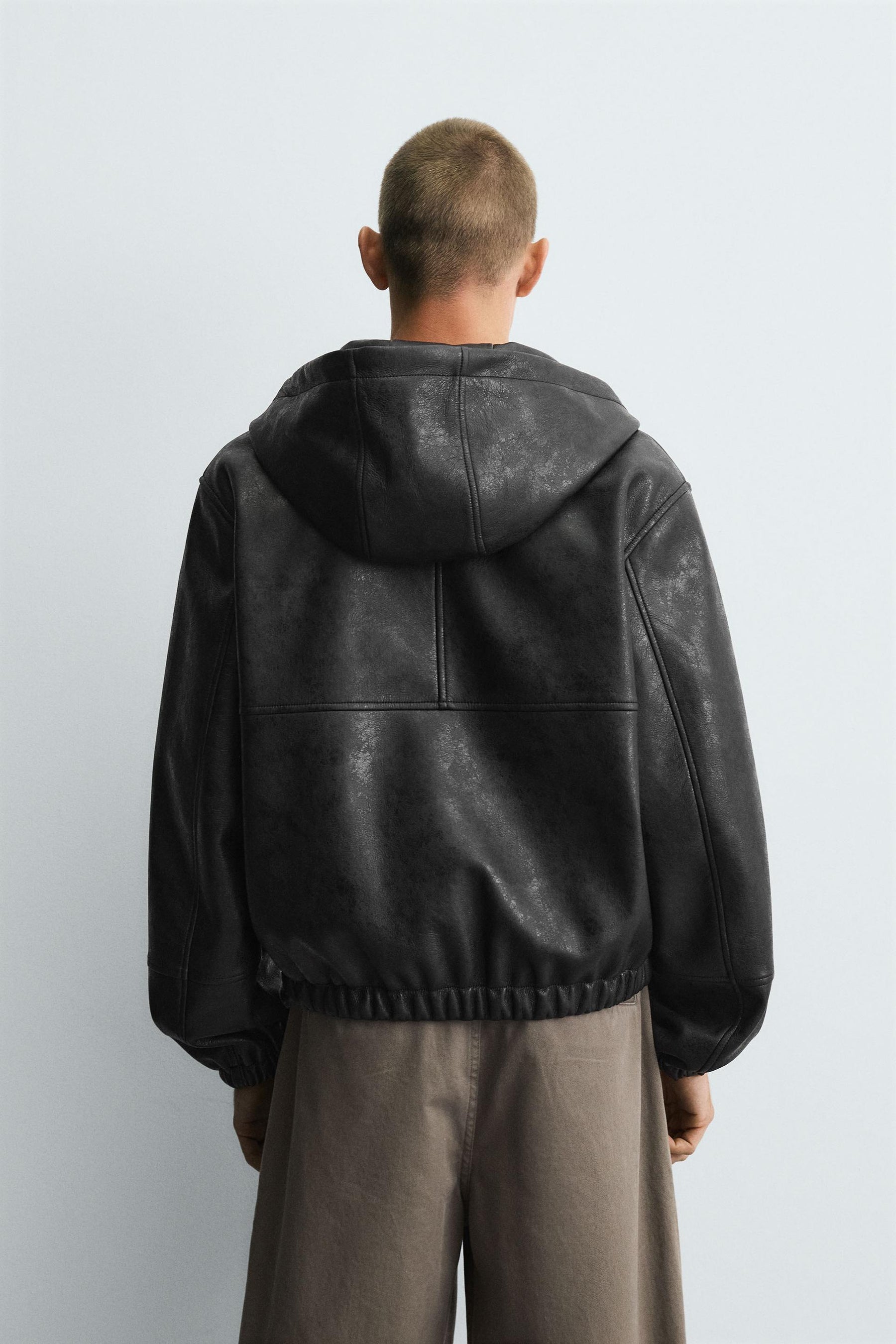 HOODED LEATHER EFFECT JACKET - Image 3