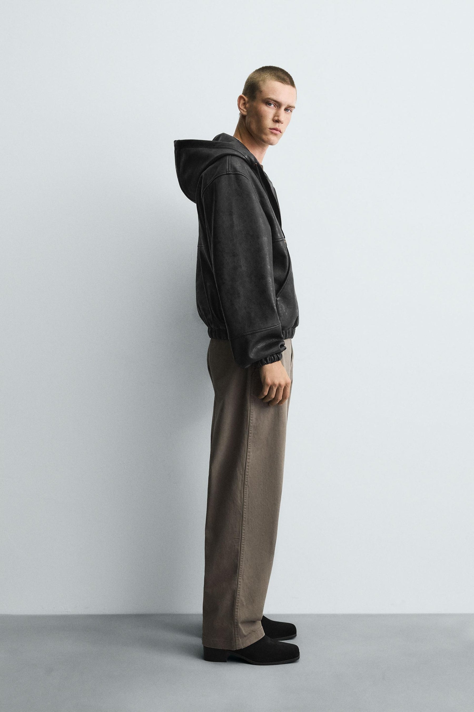 HOODED LEATHER EFFECT JACKET - Image 4