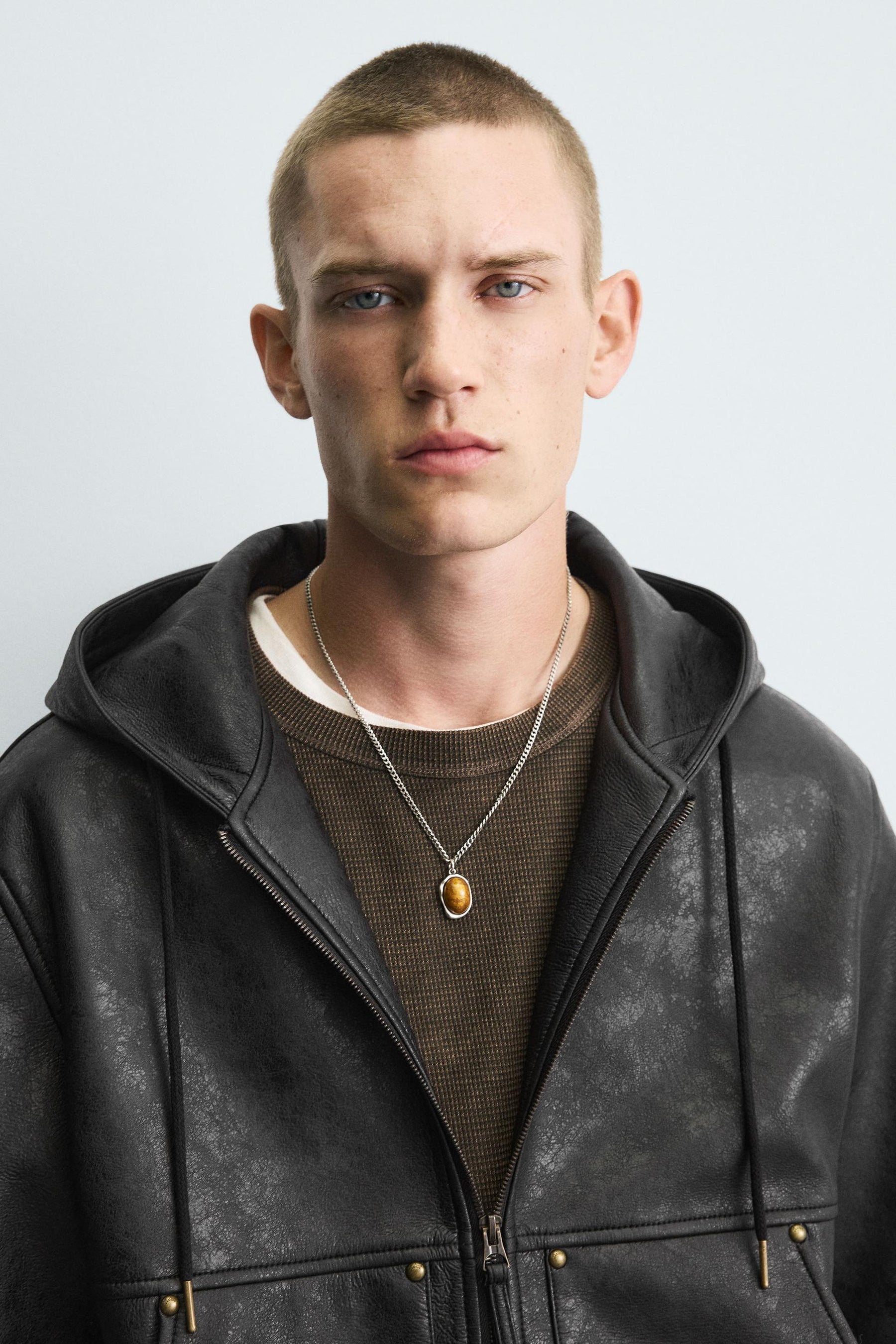 HOODED LEATHER EFFECT JACKET - Image 5