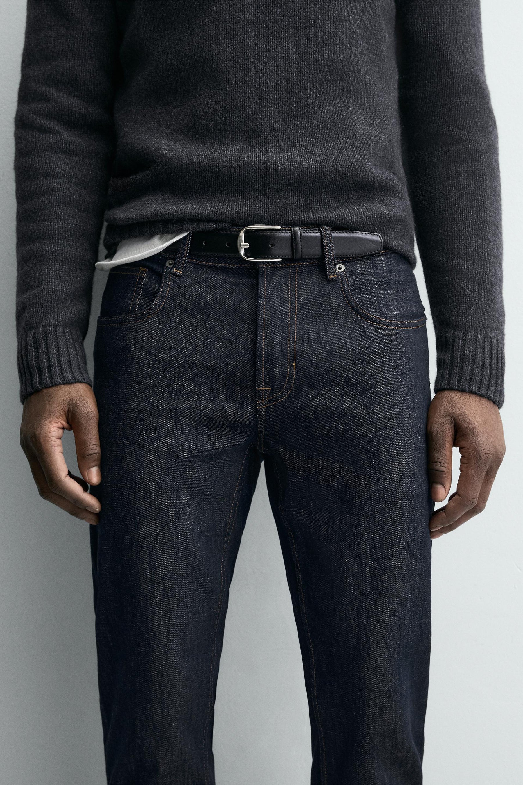 TOPSTITCHED LEATHER BELT - Image 1