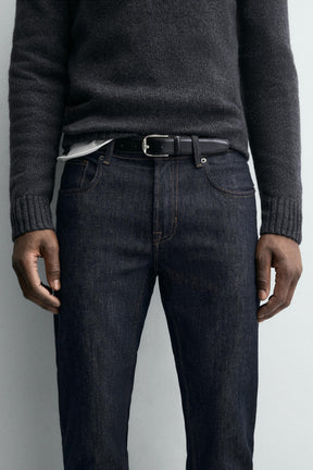 TOPSTITCHED LEATHER BELT - Image 1